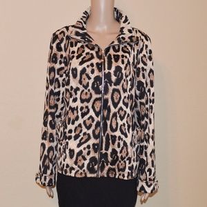 NWOT Lisa International Leopard Print Zip Jacket